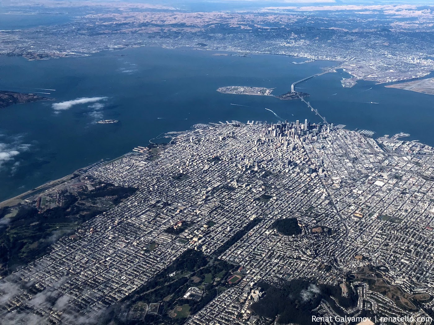 San Francisco downtown from plane