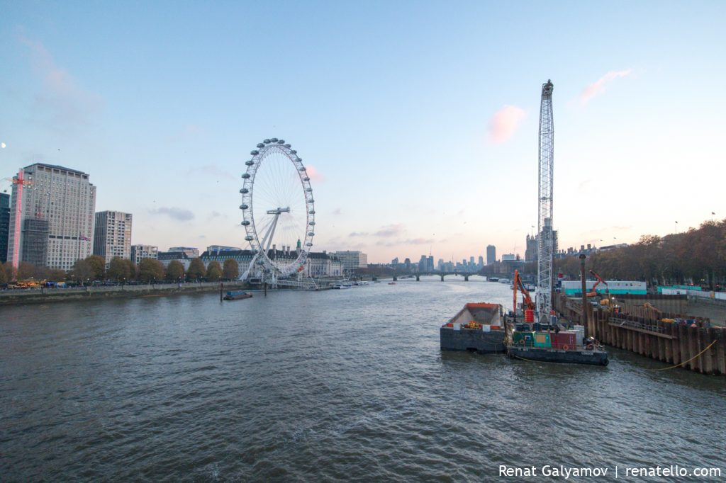 View of London Eye from the Waterloo Bridge