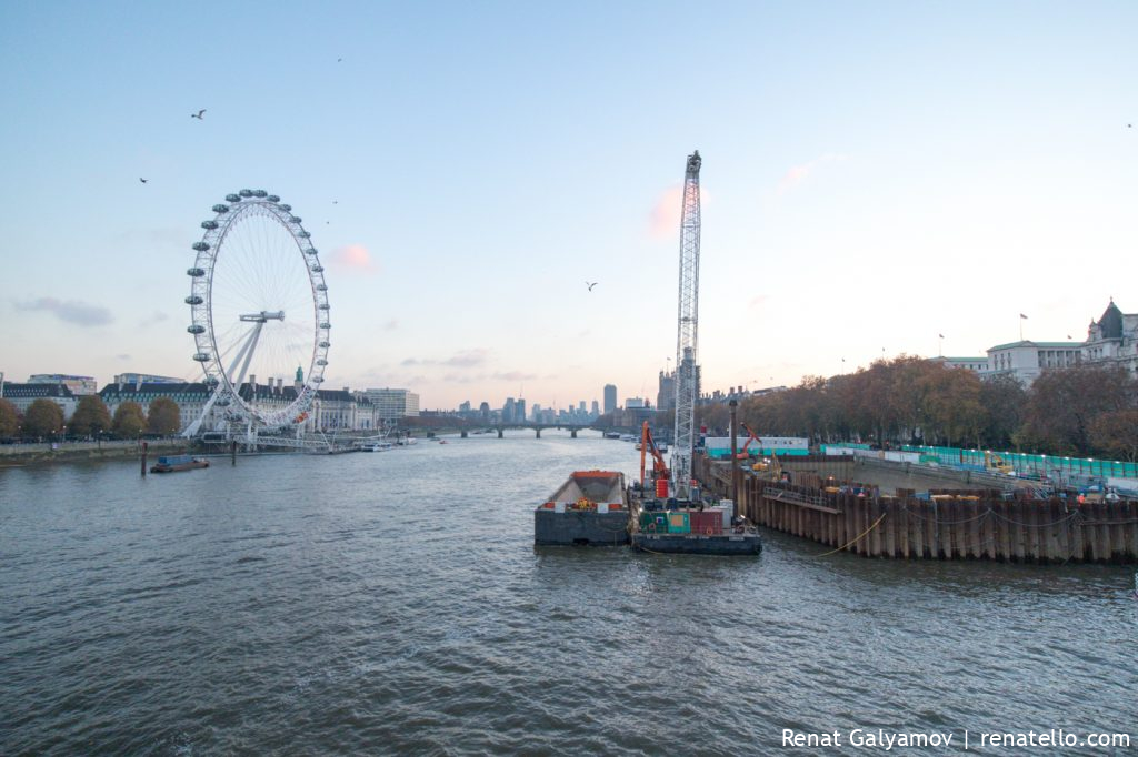 View of London Eye from the Waterloo Bridge