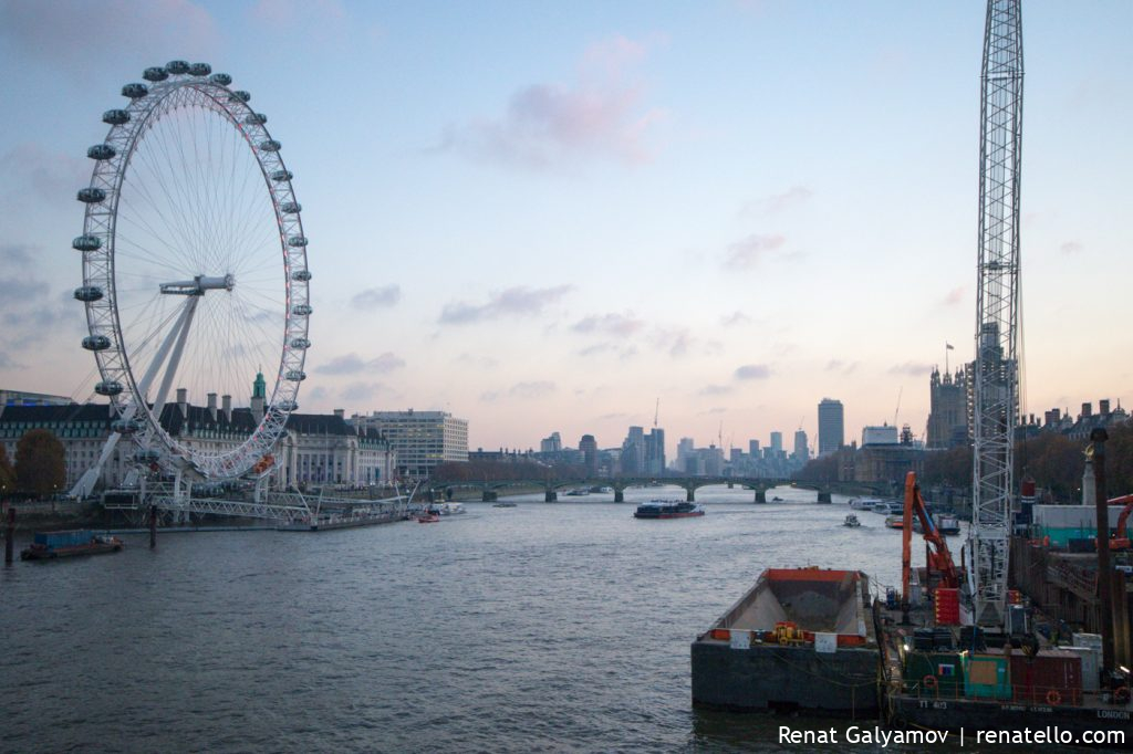 View of London Eye from the Waterloo Bridge