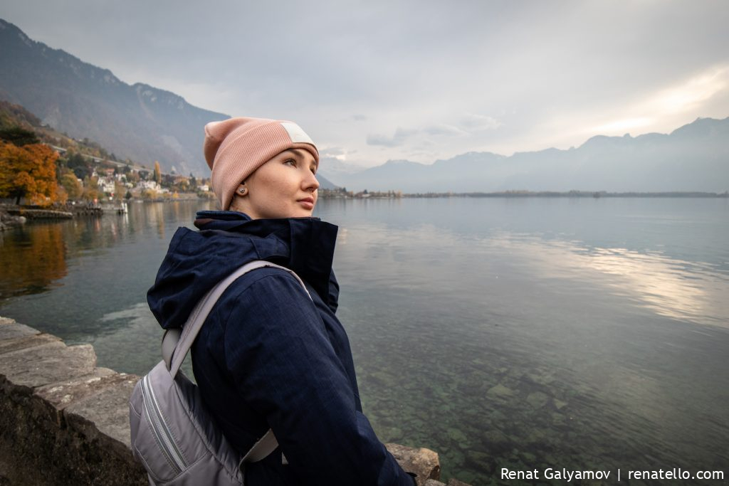 Lake Geneva and Amina from Montreux. 