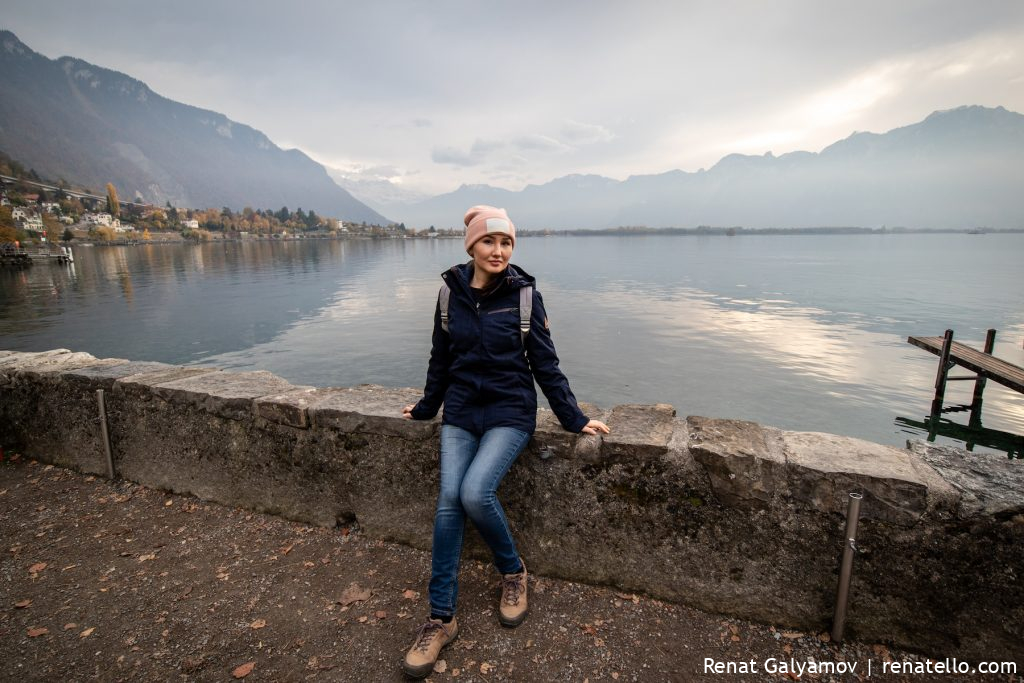 Lake Geneva and Amina from Montreux. 