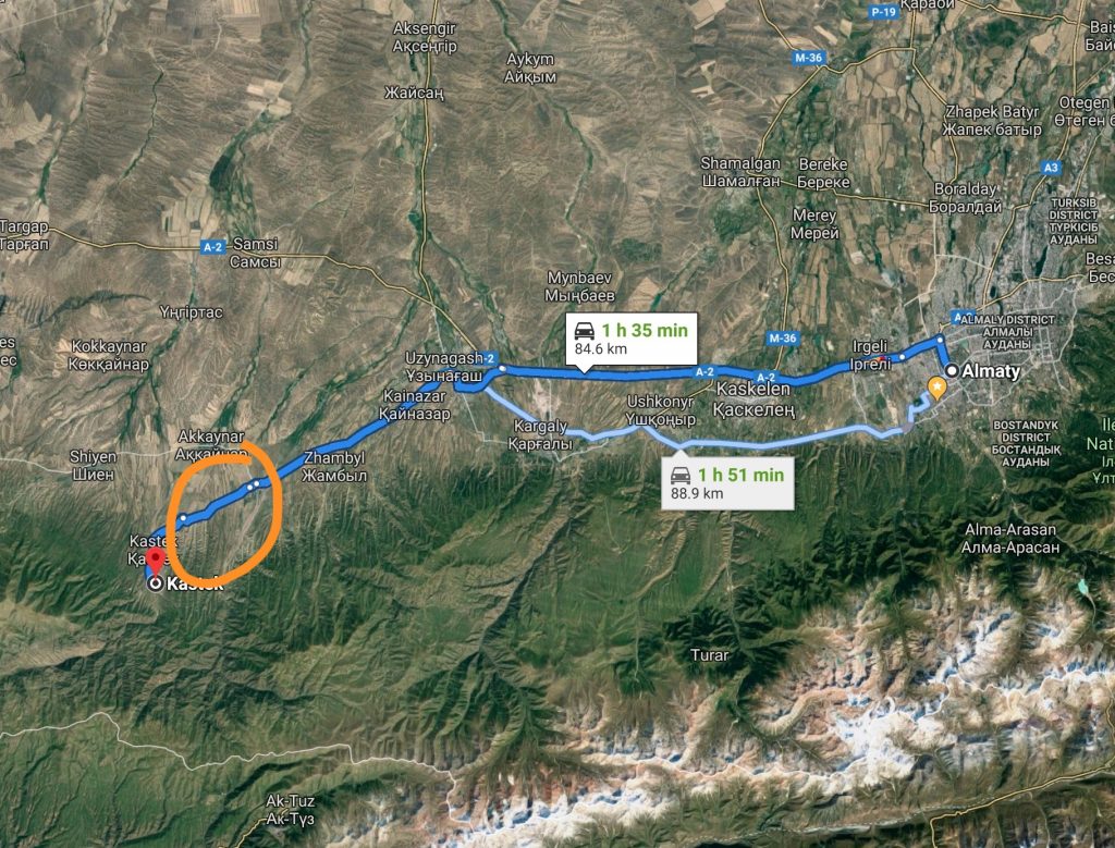Almaty - Kastek map, navigation