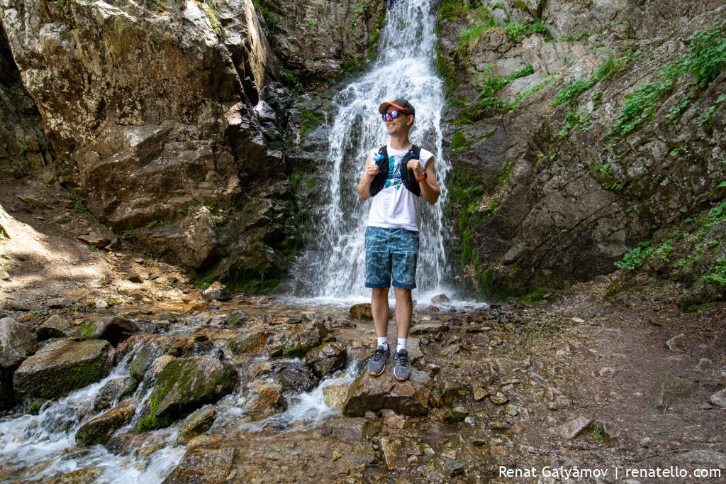 Renat near the waterfall on Kok-Zhailau