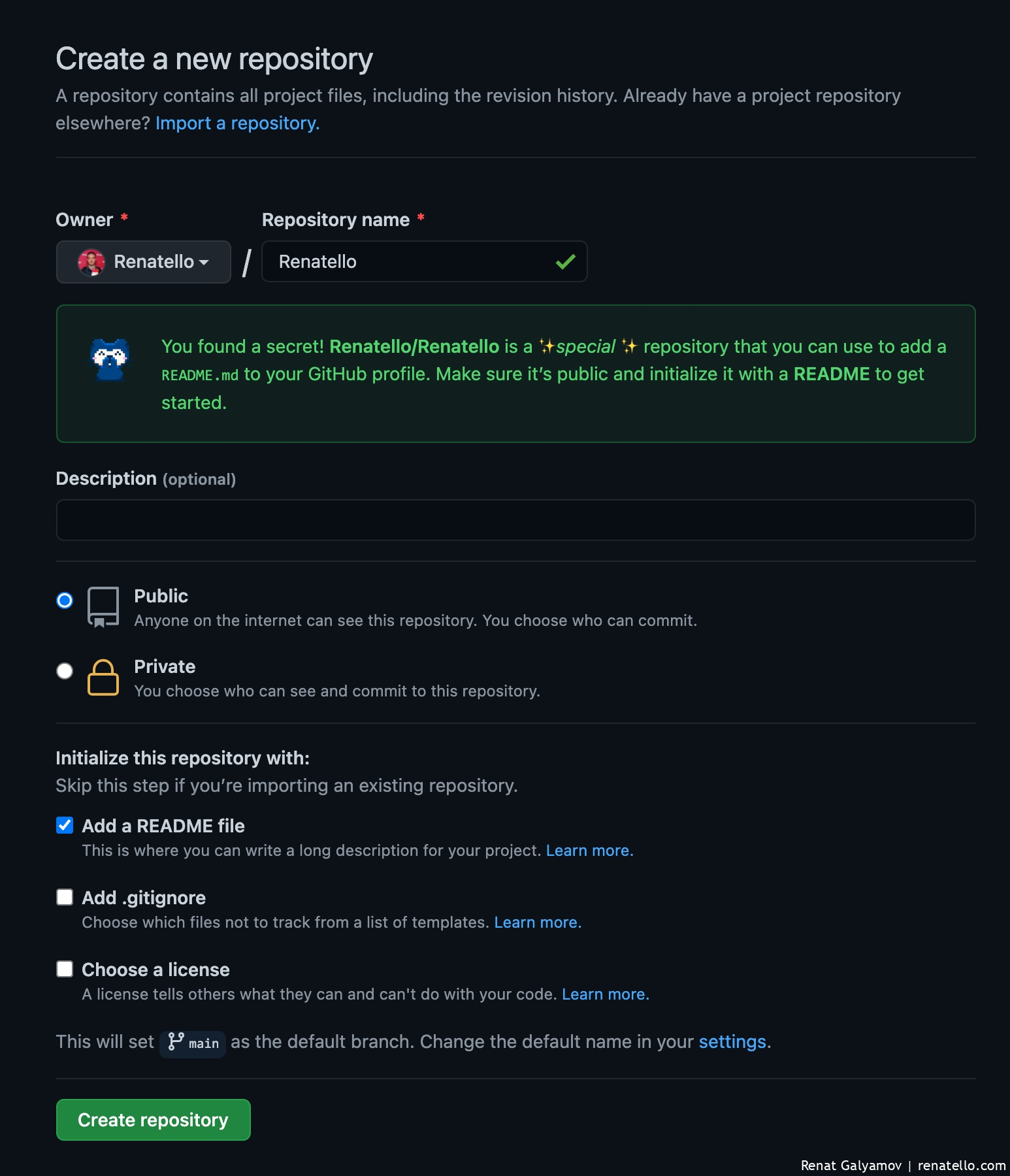 How to customise your GitHub profile (GitHub secret) – Renat Galyamov